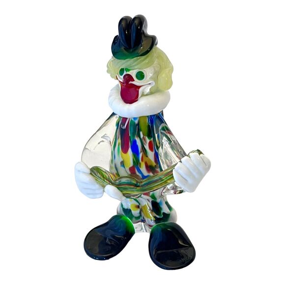 Murano Art Glass 7.5" Guitar Chitarra CLOWN FIGURINE Venice Italy Gondola Tag - Picture 2 of 10